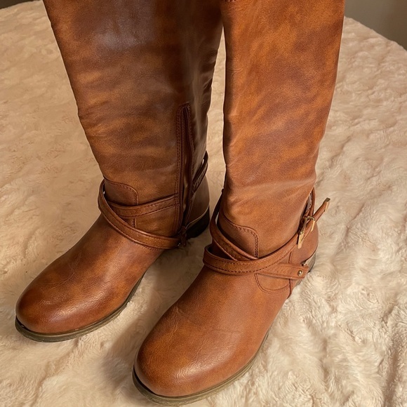 Aldo Shoes - Aldo Tall Boots Brown Vegan Faux Leather Sz 8-1/2